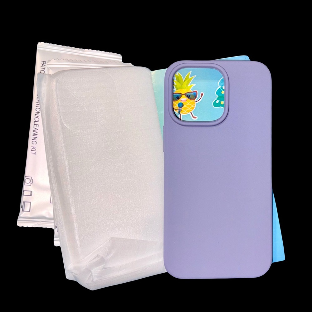 Shock proof &coffker lavender gray Iphone 13 pro phone case. 2 screen protectors